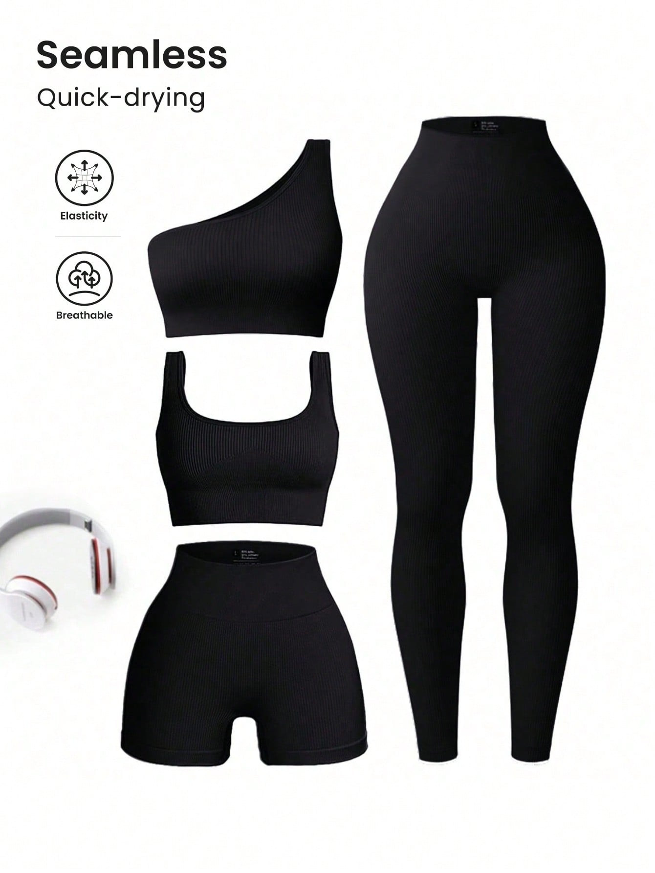 SHEIN Sport Seamluxe Women's Ribbed Sports Set | SHEIN