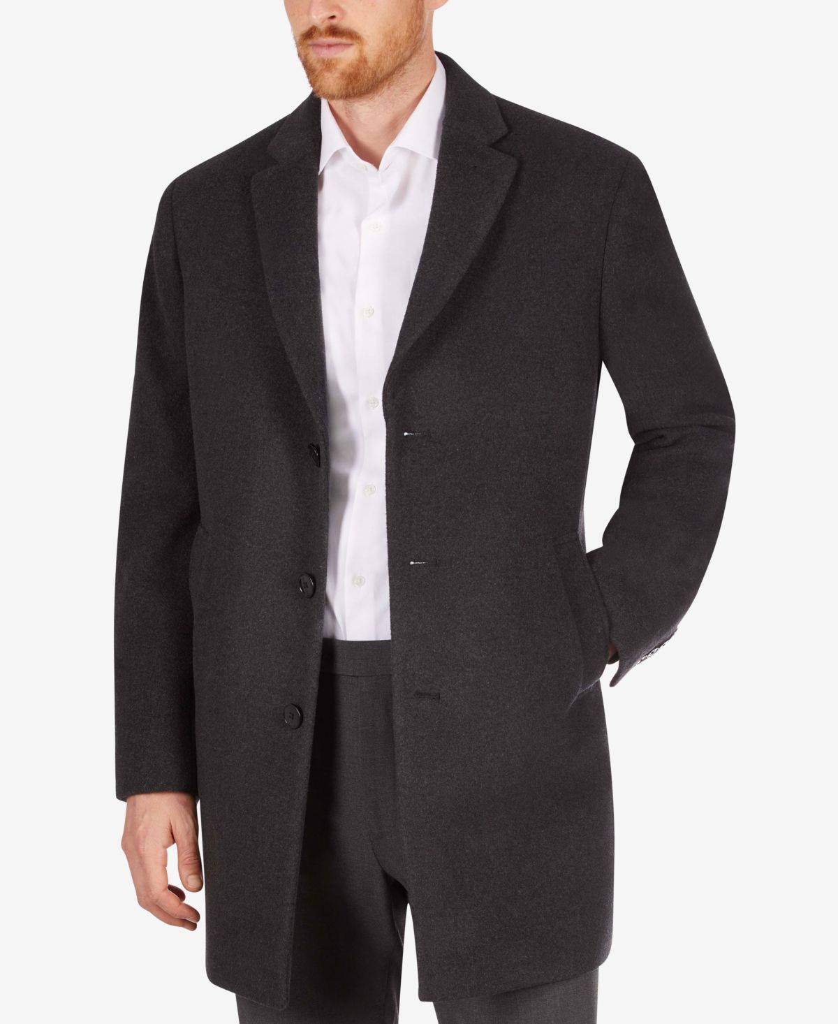Calvin Klein Men's Prosper Wool-Blend X-Fit Overcoat | Macys (US)