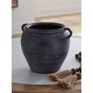 Signature DESIGN BY ASHLEY Meadie 10 in. H Black Terra Cotta Amphora Decorative Vase A2000790 - T... | The Home Depot