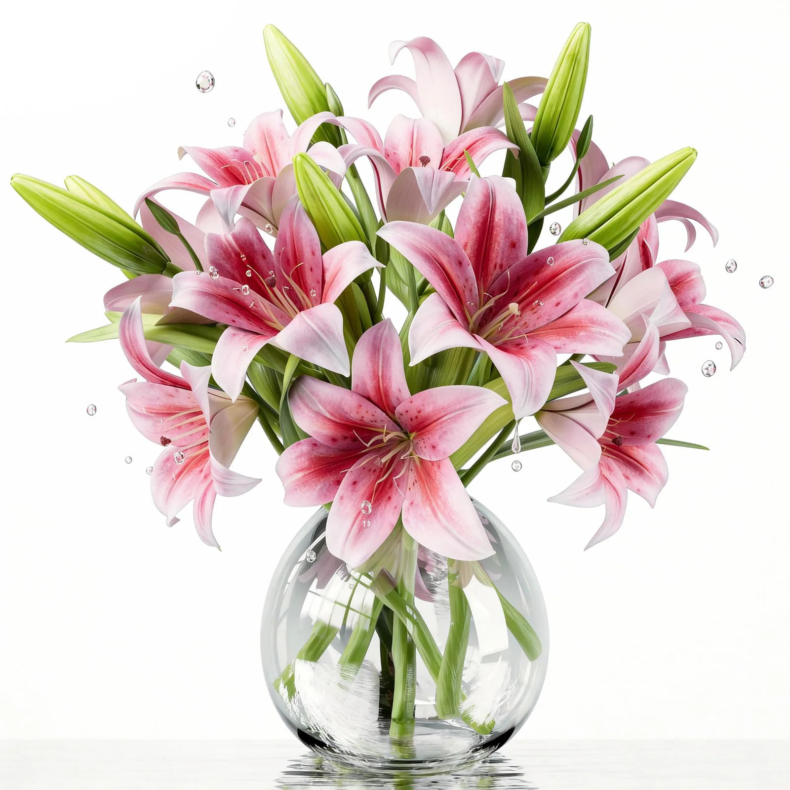 Afoxsos 18 Piece Artificial Lily Flower Set Pink Tiger Lily Real Touch Faux Flowers 12 Blooms 6 Buds 18 Leaves 137 Inch Stems for Home Decor | Lowe's