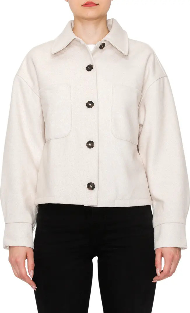 MELLODAY Twill Crop Shirt Jacket | Nordstromrack | Nordstrom Rack