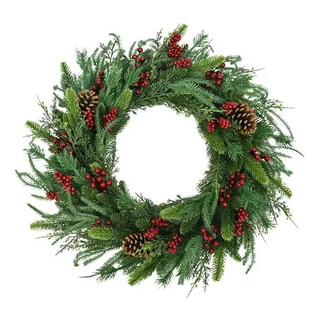 Fairfield Natural Feel Christmas Wreath, Green, 24", by Holiday Time | Walmart (US)