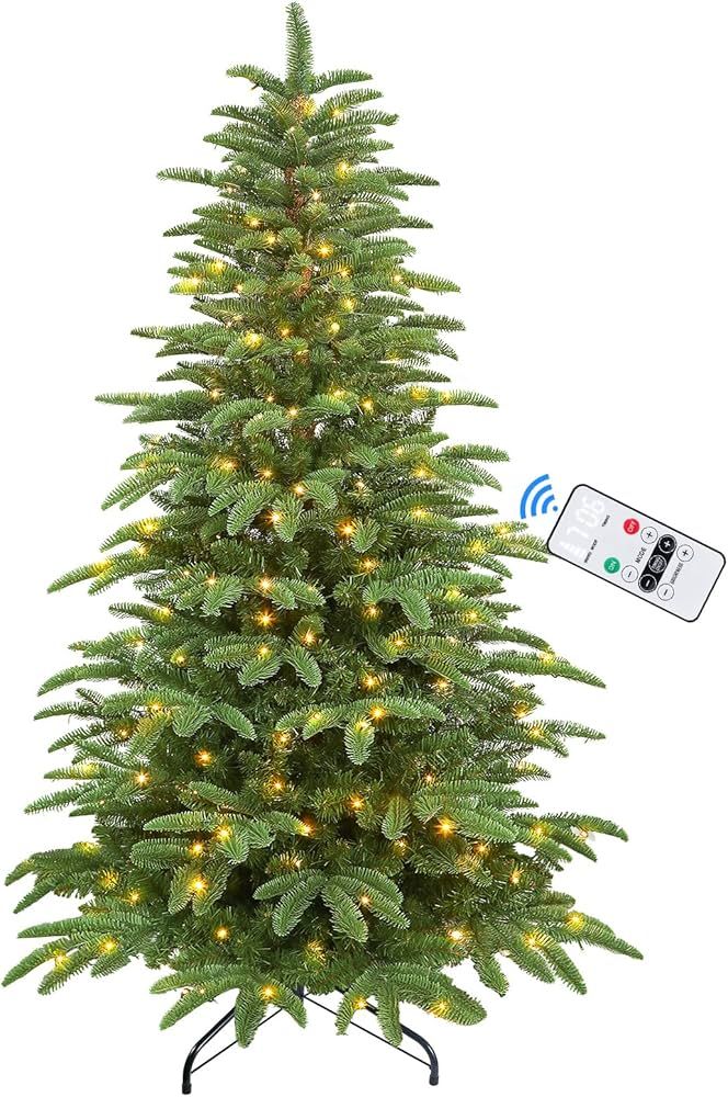 Alupssuc 6ft Prelit Artificial Hinged Full Christmas Tree, Pre-Lit Warm White & Multi-Color Light... | Amazon (US)