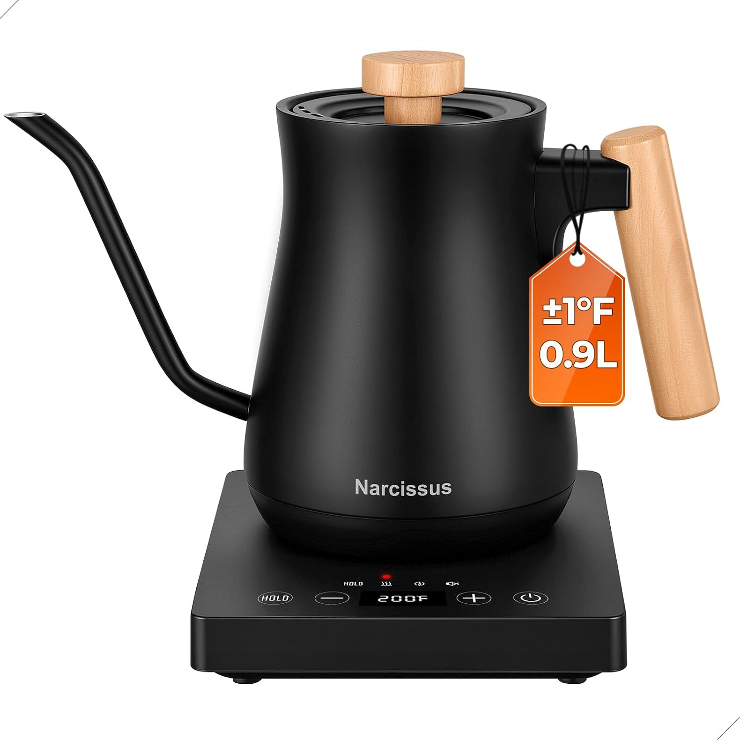 Gooseneck Electric Kettle with Temperature Control ±1°F Precision, Narcissus P901 Pour Over Coffee & Tea Kettle, 0.9 Liter & 1200W Rapid Boil, Max 6 Hours Keep Warm, 304 Stainless Steel, BPA-Free | Amazon (US)
