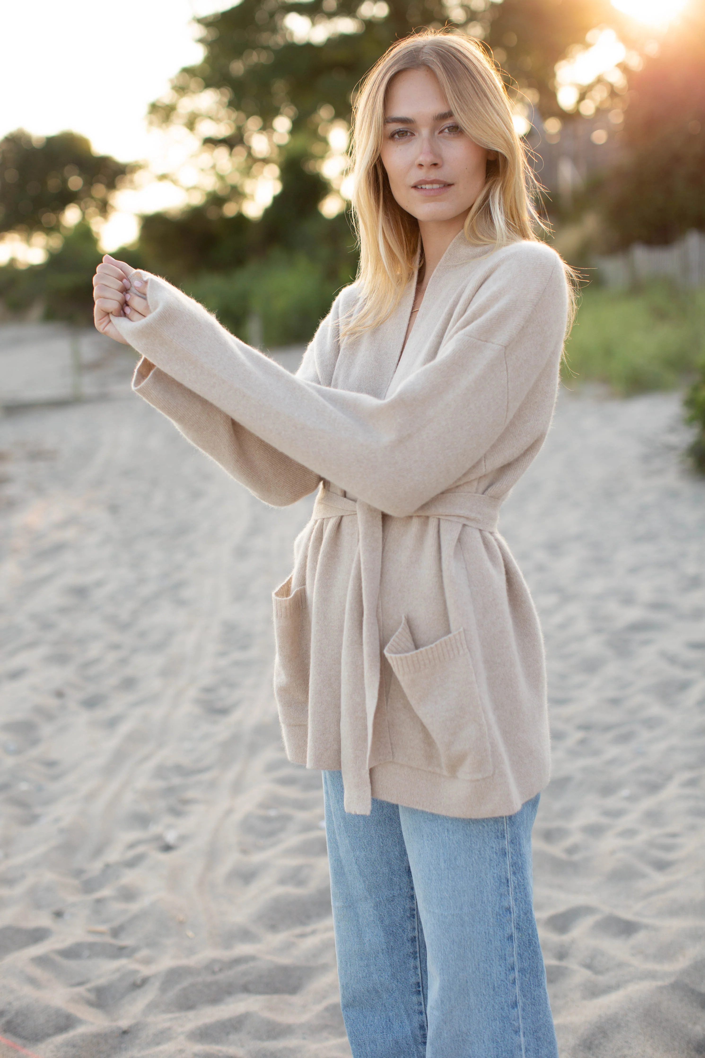 Eliza Cashmere Wrap - Oatmeal | Marea