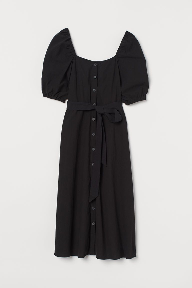 H & M - Crêped Cotton Dress - Black | H&M (US + CA)