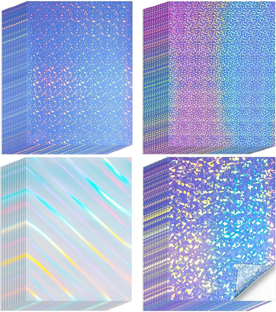 Clabby 60 Sheets Printable Vinyl Sticker Paper Printable Holographic Sticker Paper for Inkjet / L... | Amazon (US)