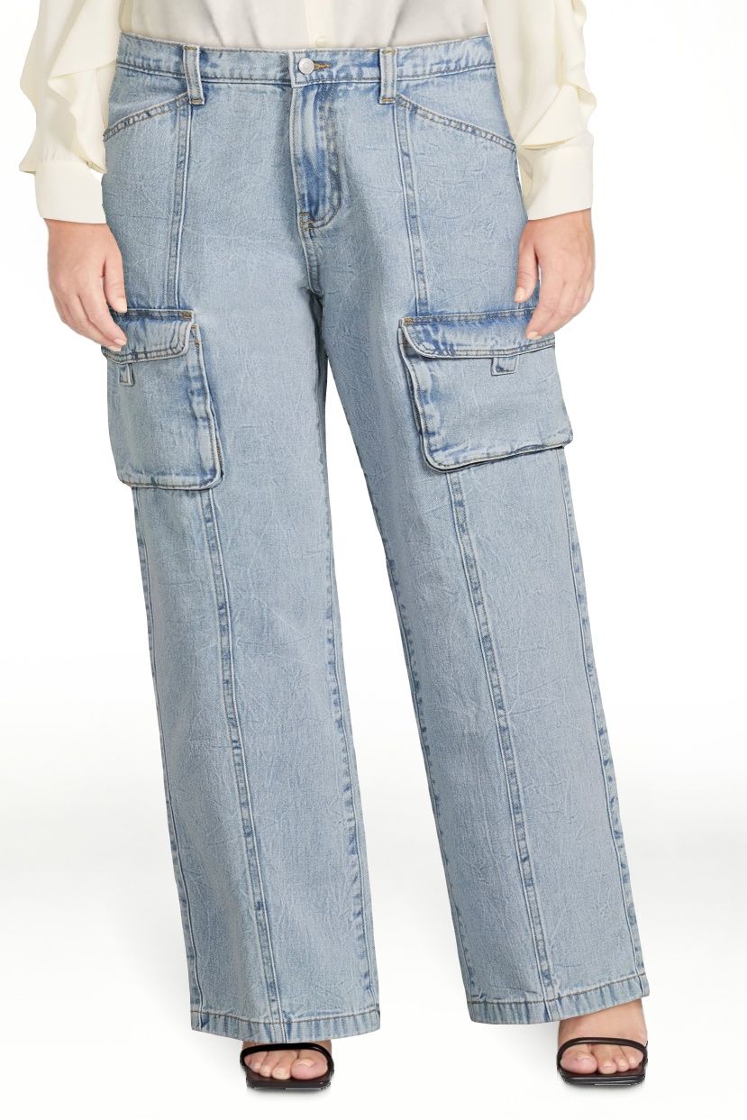 Scoop Women's Low Slung Wide Leg Cargo Jeans, Sizes 0-18 - Walmart.com | Walmart (US)