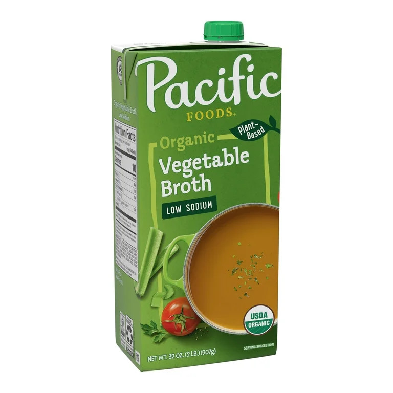 Pacific Foods Low Sodium Organic Vegetable Broth, 32 oz Carton | Walmart (US)