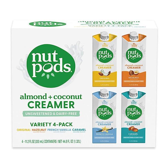 nutpods Variety Pack, (4-Pack), Original, French Vanilla, Hazelnut and Caramel, Unsweetened Dairy... | Amazon (US)