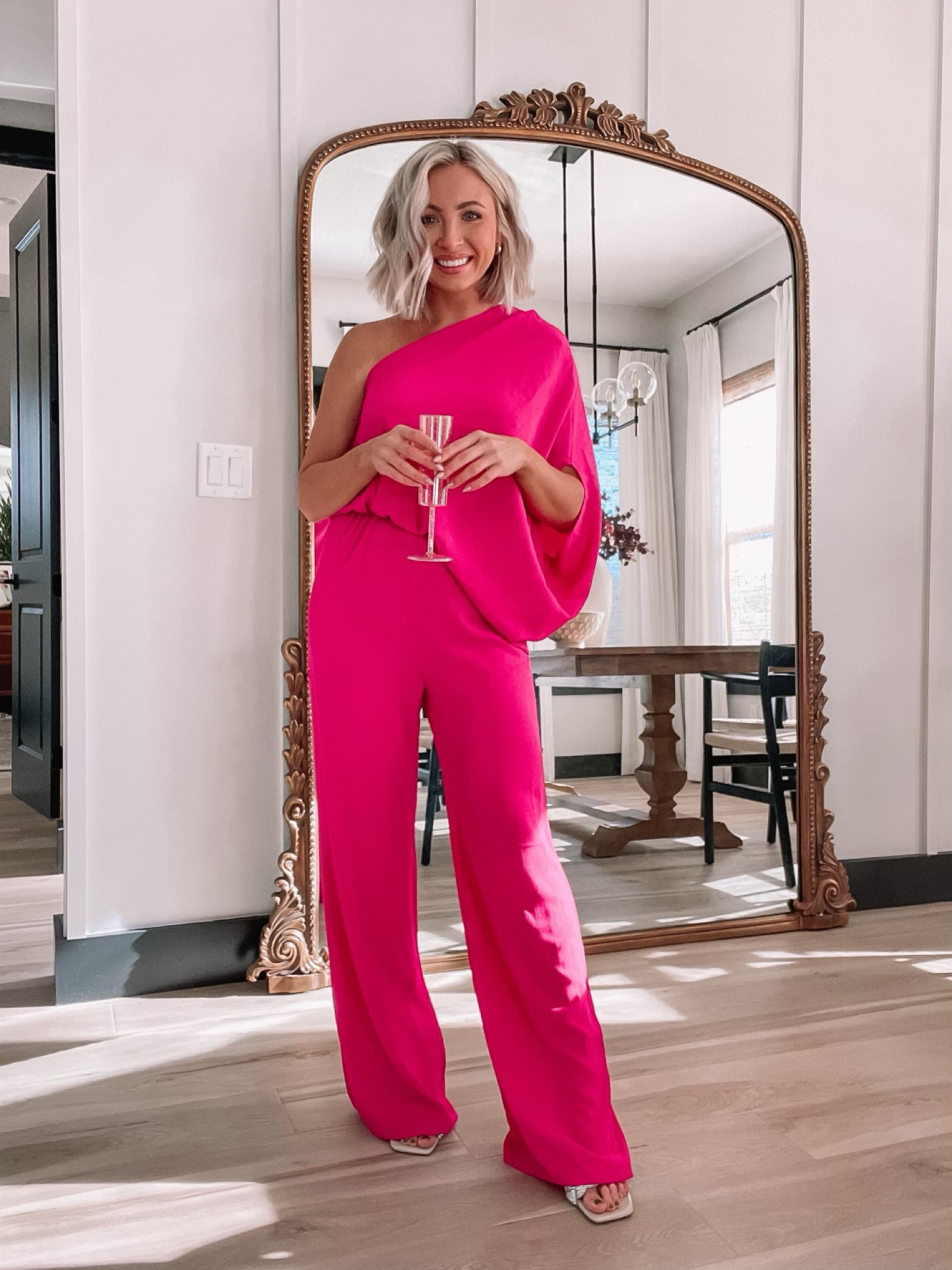 Red Dress Holiday One-Shoulder Jumpsuit wearing size small #HolidayOutfit #NewYearsEveOutfit

#LTKstyletip #LTKSeasonal #LTKHoliday