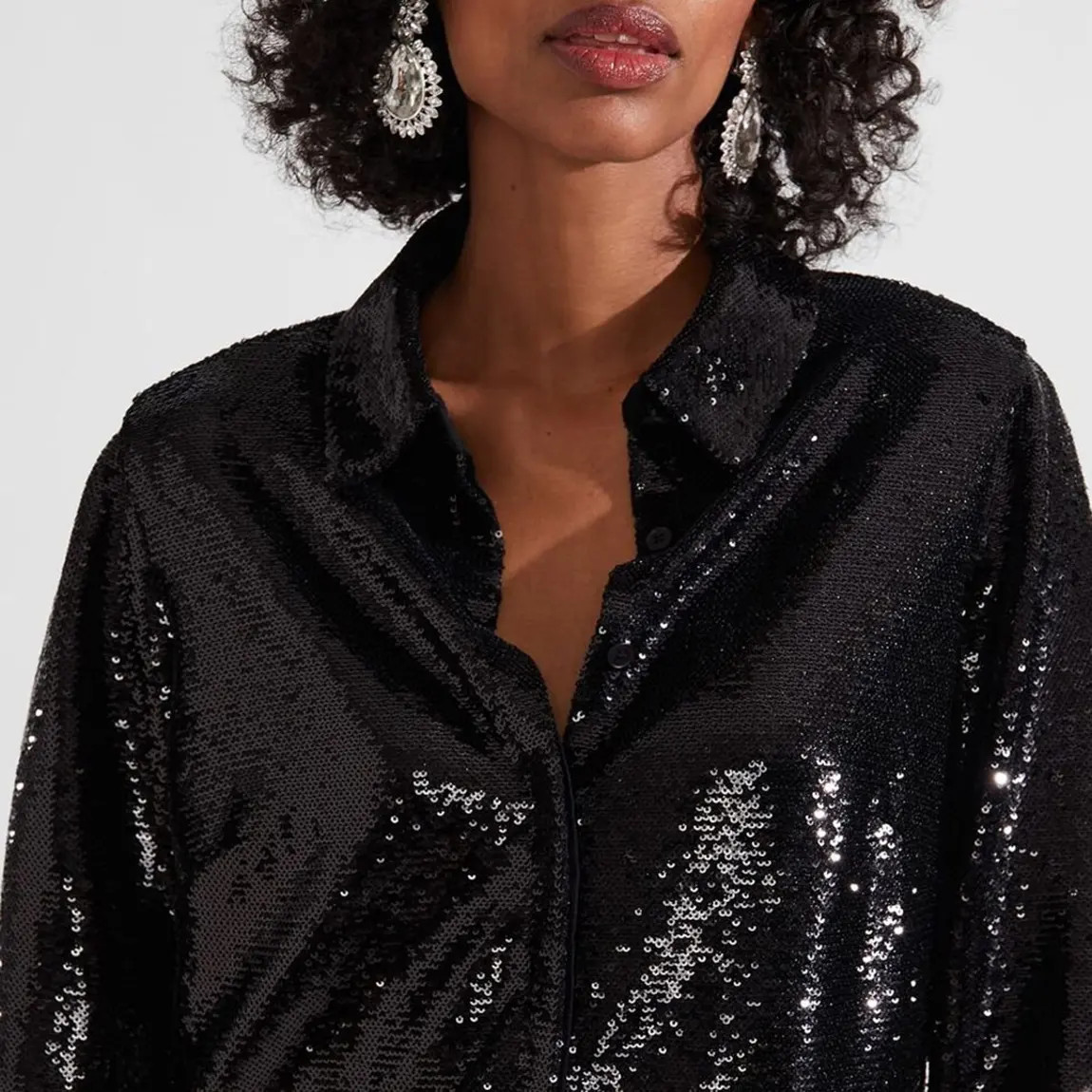 Black Greta Sequin Shirt | BrandAlley