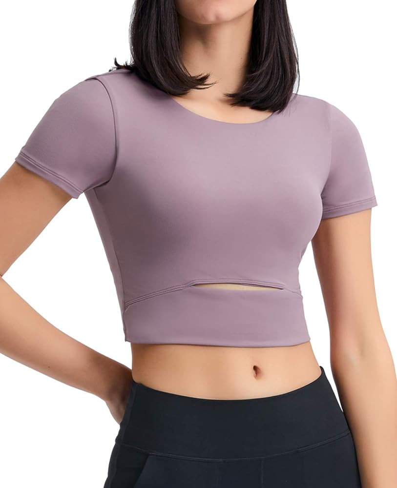 Workout Yoga Tops for Women, Removable Crop Top Padded Compression Long Sleeve Fitness Athletic Y... | Amazon (US)