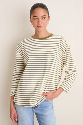 Olive Striped Knit Popover | Tuckernuck (US)