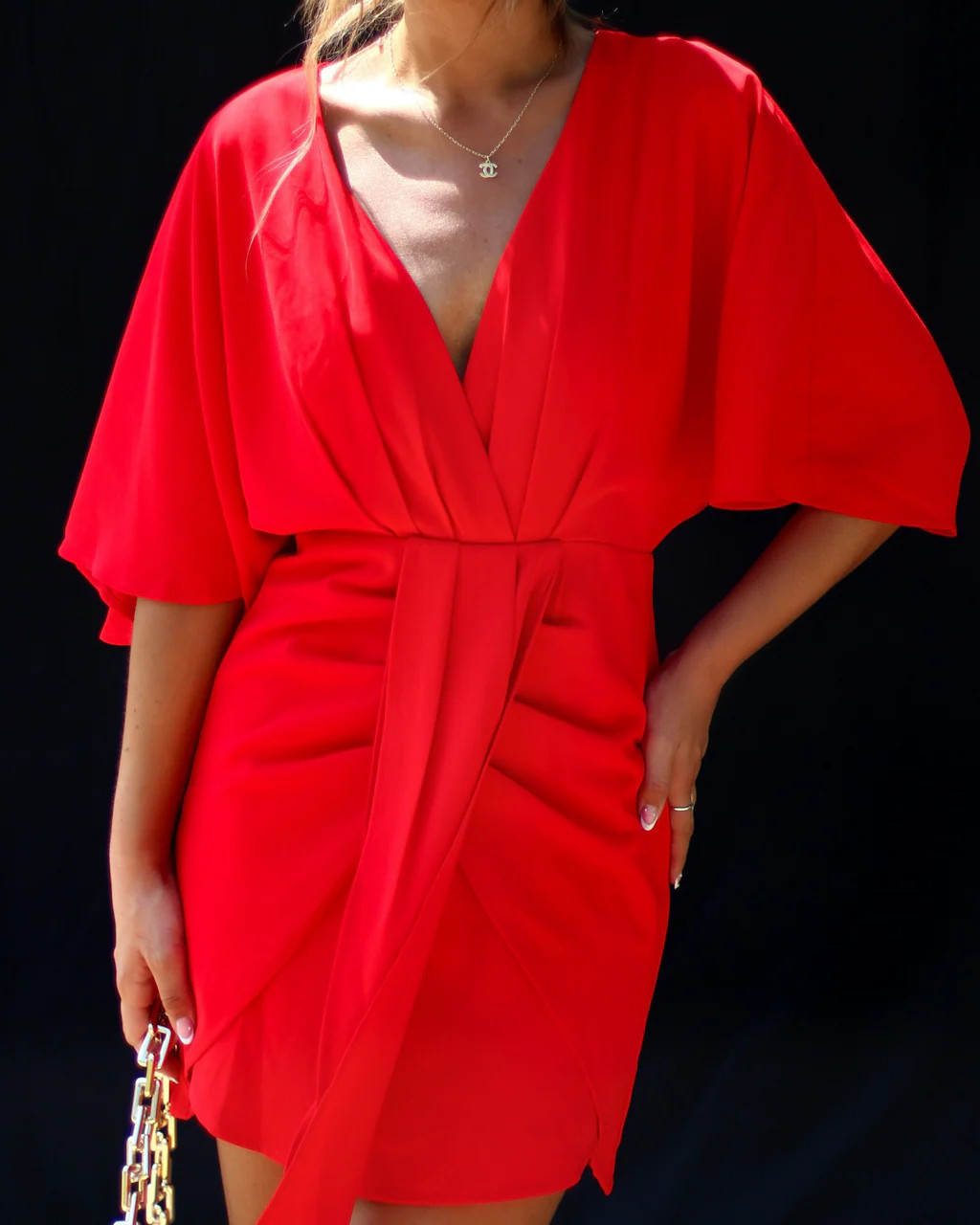 Porticia V-Neck Mini Dress - Red / M | VICI