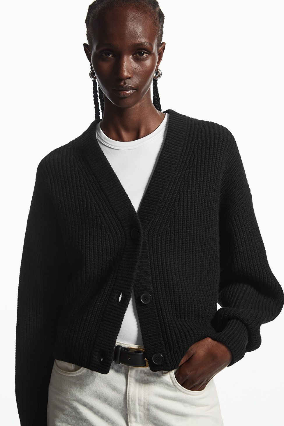 CROPPED WOOL AND CASHMERE-BLEND CARDIGAN | COS (US)