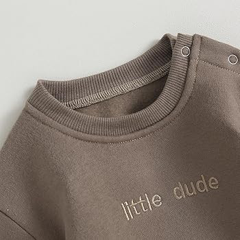 YOKJZJD Newborn Baby Boy Outfits Fleece Little Dude Bubble Romper Sweatshirt Long Sleeve T-Shirt War | Amazon (US)