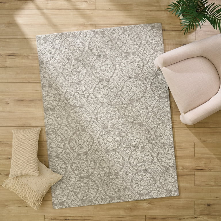 Better Homes & Gardens Suzani Taupe Medallion Wool Indoor Area Rug, 5' x 7' | Walmart (US)