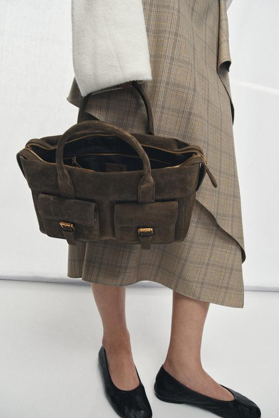 LEATHER HANDBAG WITH POCKETS | Zara UK