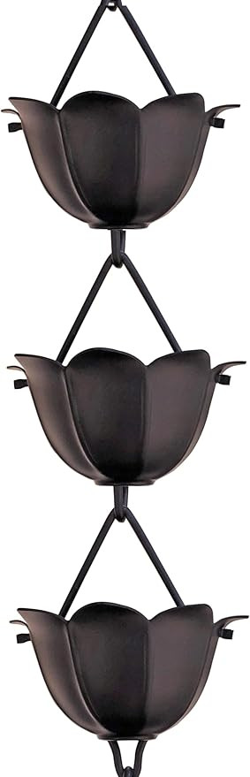 Monarch Rain Chains Aluminum Lotus Black Rain Chains for Gutters \u2013 8.5 ft Black Decorative R... | Amazon (US)
