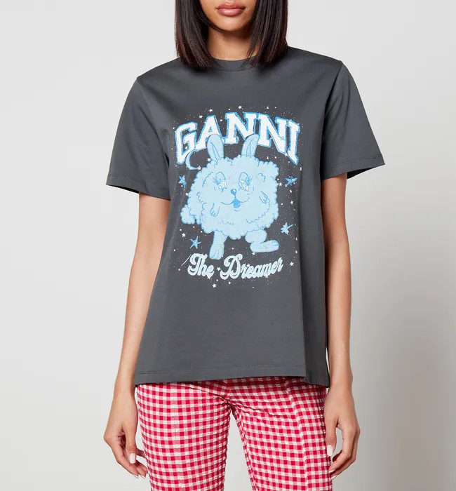 Ganni Dream Bunny Cotton-Jersey T-Shirt | Coggles (Global)