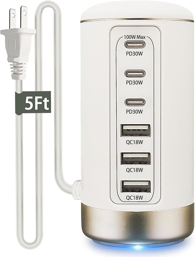 100W USB C Charger for Multiple Devices,6-Port 30W USB-C & 18W USB Ports- Compact, Space-Saving D... | Amazon (US)