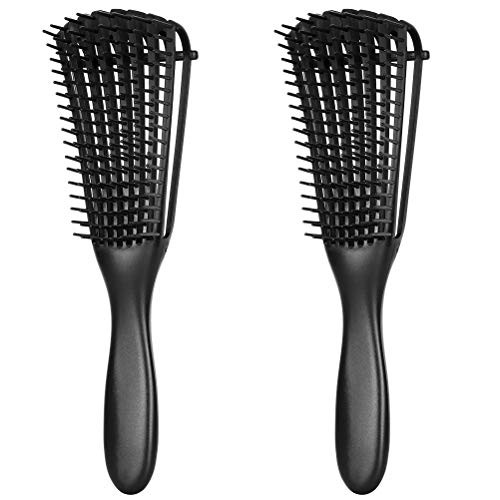Emoly 2 Pack Detangling Brush for Natural Hair-Detangler for America 3a to 4c Kinky Wavy, Curly, Coily Hair, Detangle Easily with Wet/Dry (Black) | Amazon (US)