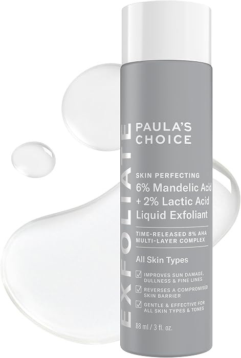 Amazon.com: Paula’s Choice 6% Mandelic Acid + 2% Lactic Acid Exfoliant, Gentle Daily AHA Exfoli... | Amazon (US)