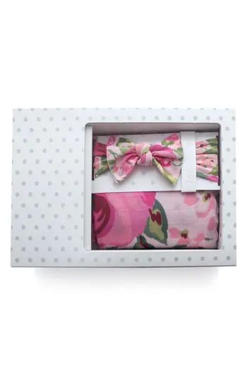Baby Bling Dot Print Swaddling Blanket & Headband Set, Size One Size - Pink | Nordstrom