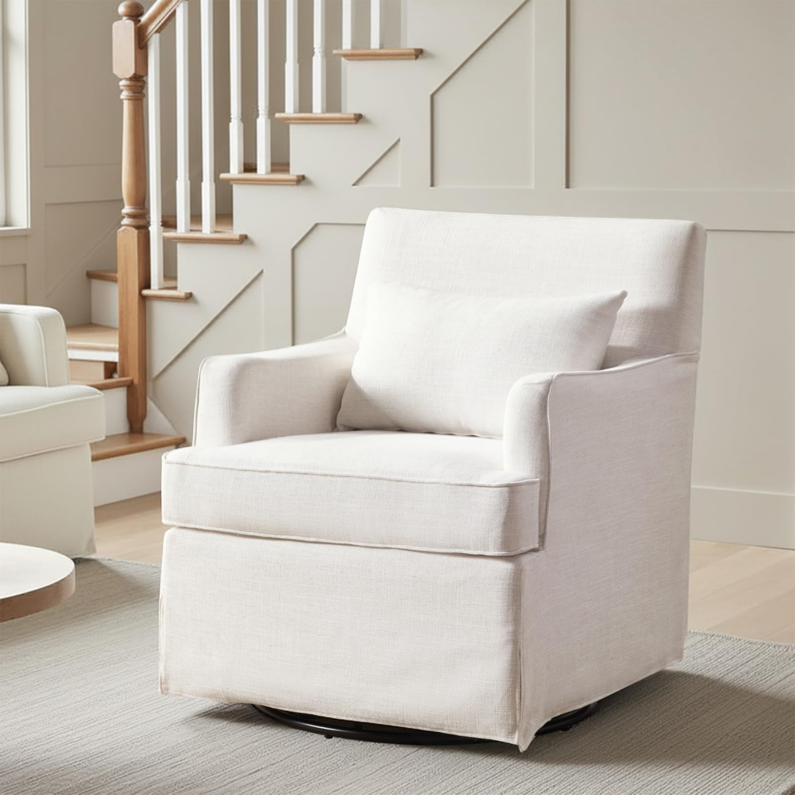 HULALA HOME Swivel Accent Chair, Farmhouse Swivel Armchair with Padded Cushion, Thick Pillow, Rem... | Amazon (US)