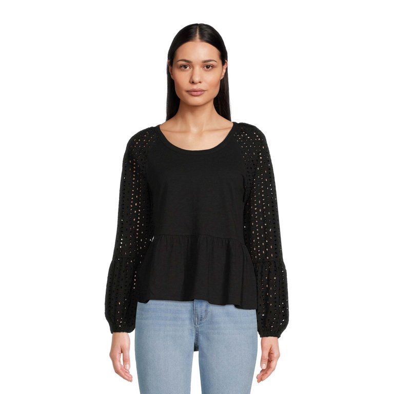 Time And Tru Women's Eyelet Top | Walmart (US)