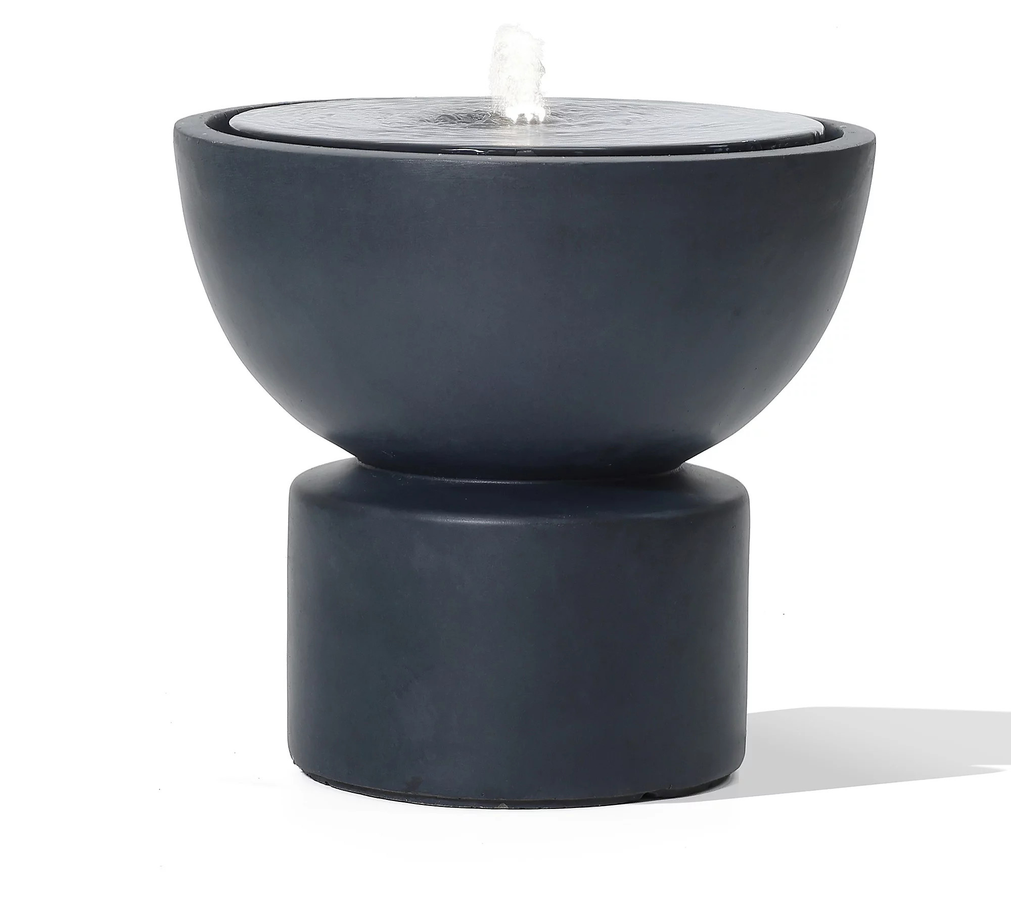 LuxenHome Dark Gray Resin Round Bubbler Solar P owered Fountain | QVC