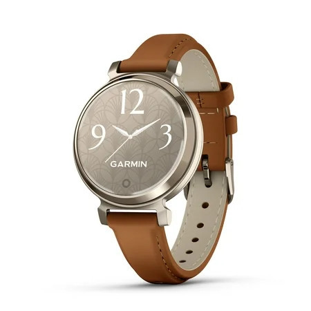 Garmin Lily® 2 Small and Stylish Smartwatch Hidden Display Patterned Lens Up To 5 Days Battery Life Tan/Cream Gold | Walmart (US)