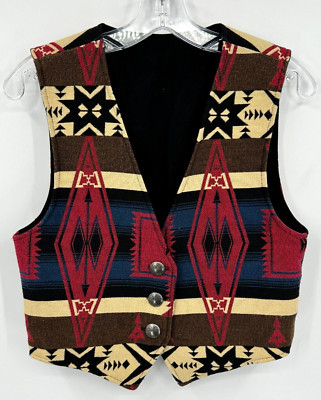 Vintage Coldwater Creek Vest Womens Small Aztec Western Festival Southwestern | eBay US