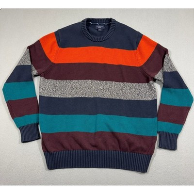 Lands End Drifter Mens XL Colorful Striped Crewneck Sweater Dad Normcore | eBay US