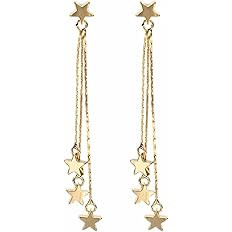 18k Gold Star Long Tassel Dangle Earrings for Women Shooting Star Earrings Meteor Lucky Star Pear... | Amazon (US)