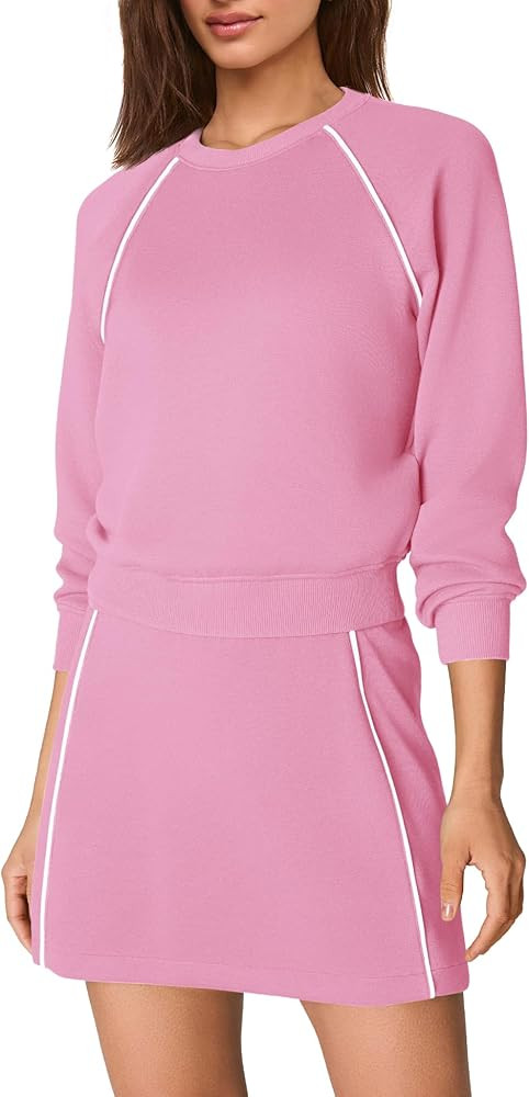 Nirovien Womens 2 Piece Workout Sets Athletic Skort Sets Active Tennis Outfits Crewneck Sweatshir... | Amazon (US)