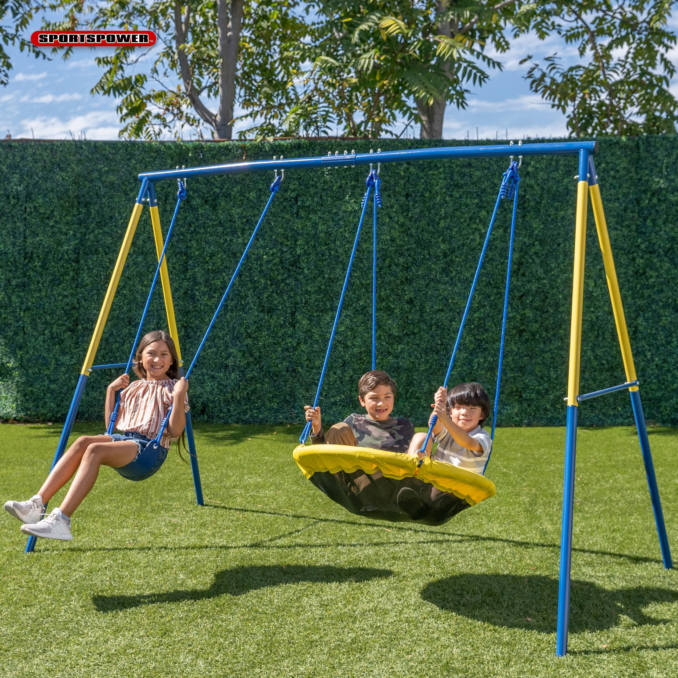 Sportspower Swing and Saucer Swing Metal Set with Heavy Duty A-Frame, holds up to 300 lb. | Walmart (US)