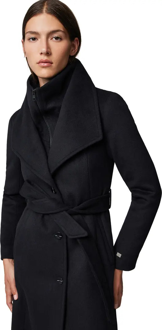 Soia & Kyo Ilana Belted Wool Blend Coat with Removable Bib in Merlot at Nordstrom, Size Large | Nordstrom