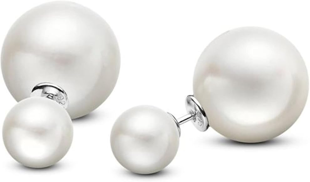 Huge Tomato Elegant Double Sided Pearl Earrings Big Colorful Pearl Stud with 8mm and 14mm/16mm Pe... | Amazon (US)