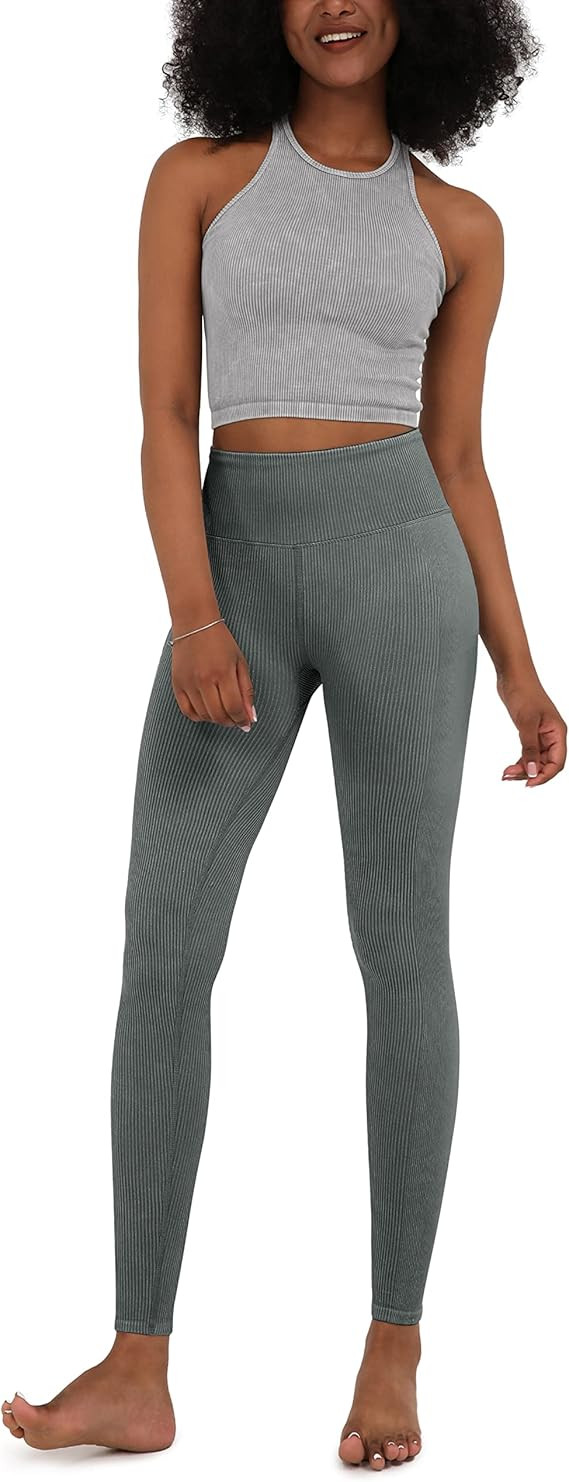 ODODOS Seamless Leggings for Women High Waisted Acid Washed Ribbed Workout Gym Yoga Pants | Amazon (US)