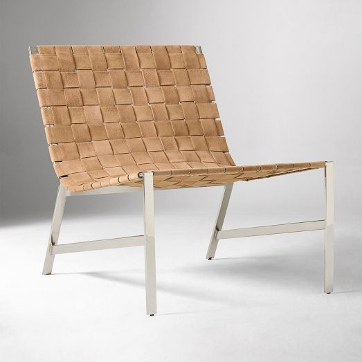 Becker Woven Leather Slipper Chair | West Elm (US)