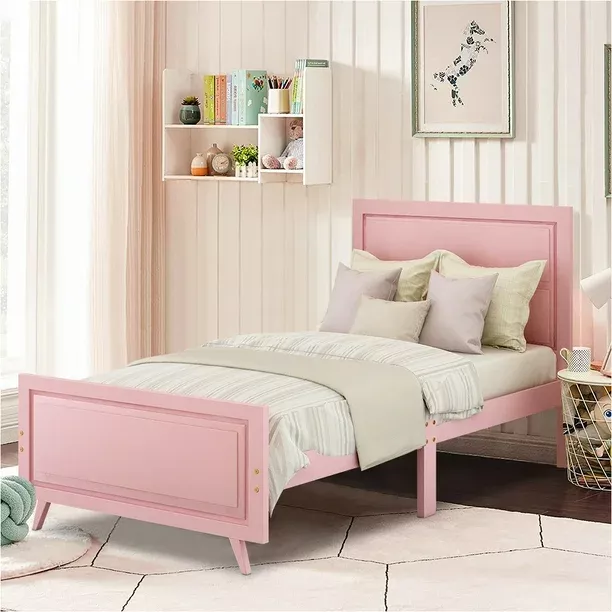Pink twin 2024 size bed frame