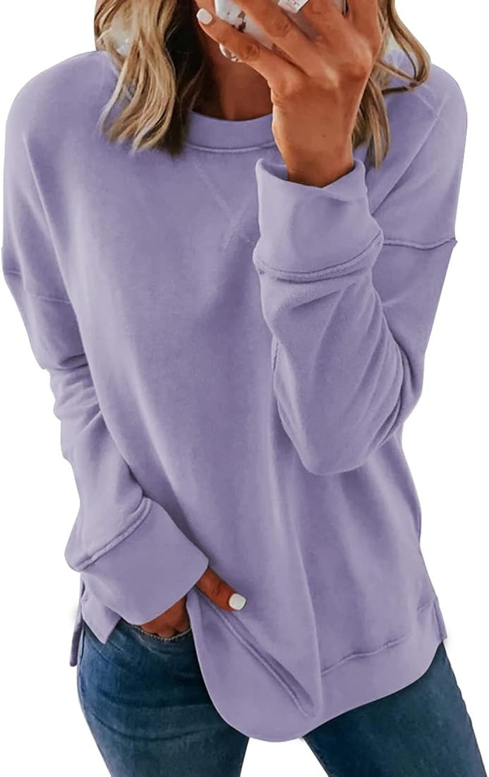 Dokotoo Women's Casual Crew Neck Sweatshirt Loose Soft Long Sleeve Pullover Tops | Amazon (US)