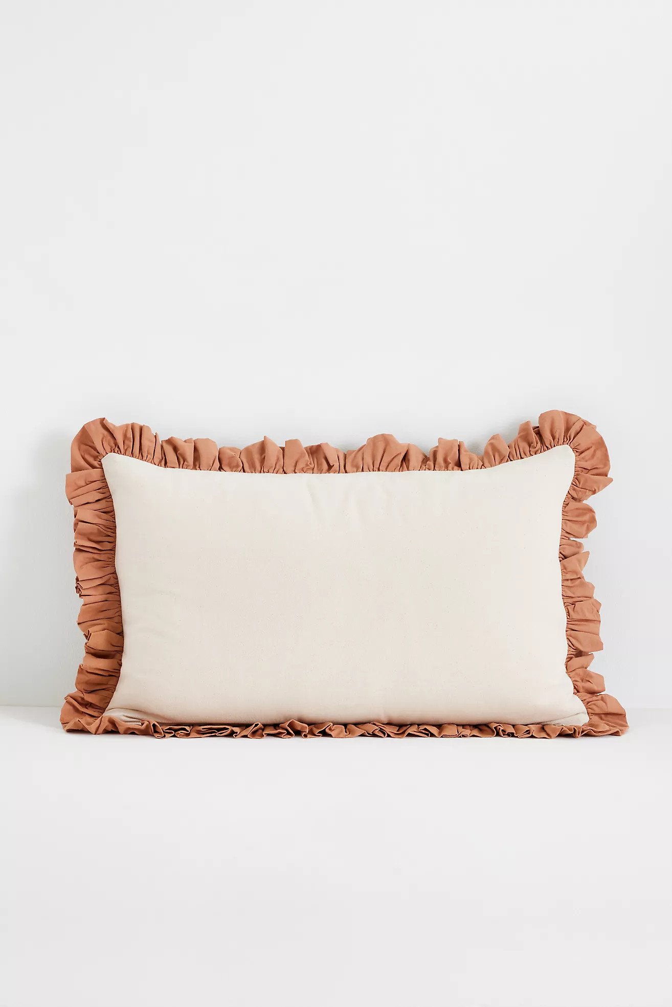 Cotton Block-Print Ruffle Pillow | Anthropologie (US)