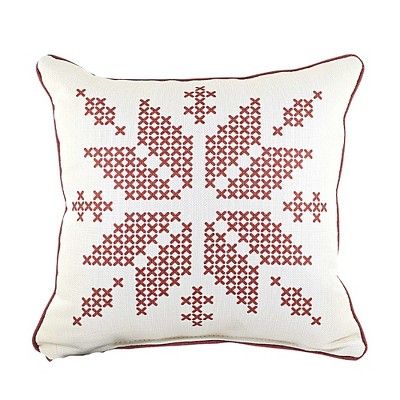 Christmas 16.0" Sweater Snowflake Pillow Living Room Cross Stitch Little Birdie The Little Birdie  - | Target