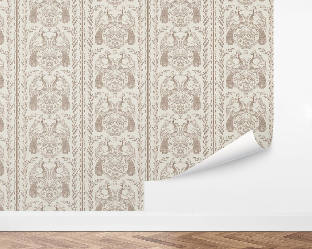 Custom Bird Peel and Stick Wallpaper, Removable Wallpaper - Classic Peacock Wallpaper by Love Vs.... | Etsy (US)