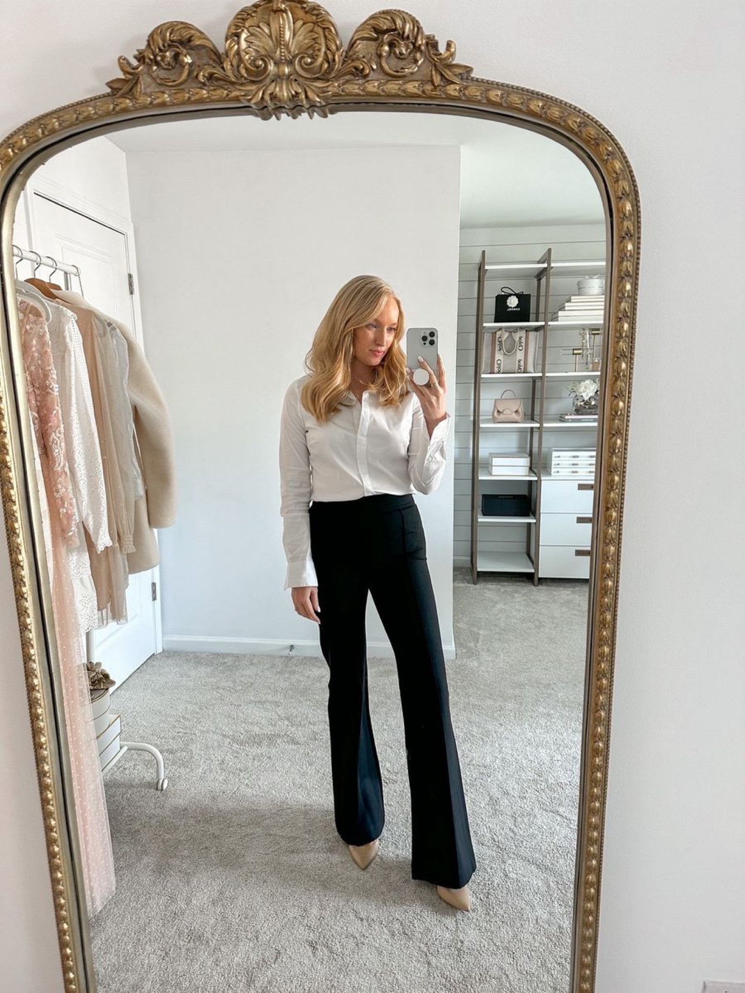 The perfect workwear look from Spanx! I love these high rise flare pants and button down shirt! 

#LTKworkwear #LTKFind #LTKSeasonal