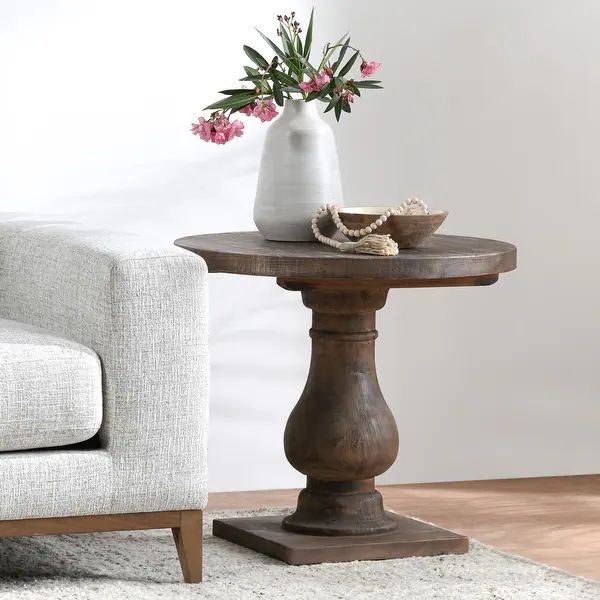 Carolina Reclaimed Wood Round End Table by Kosas Home | Bed Bath & Beyond