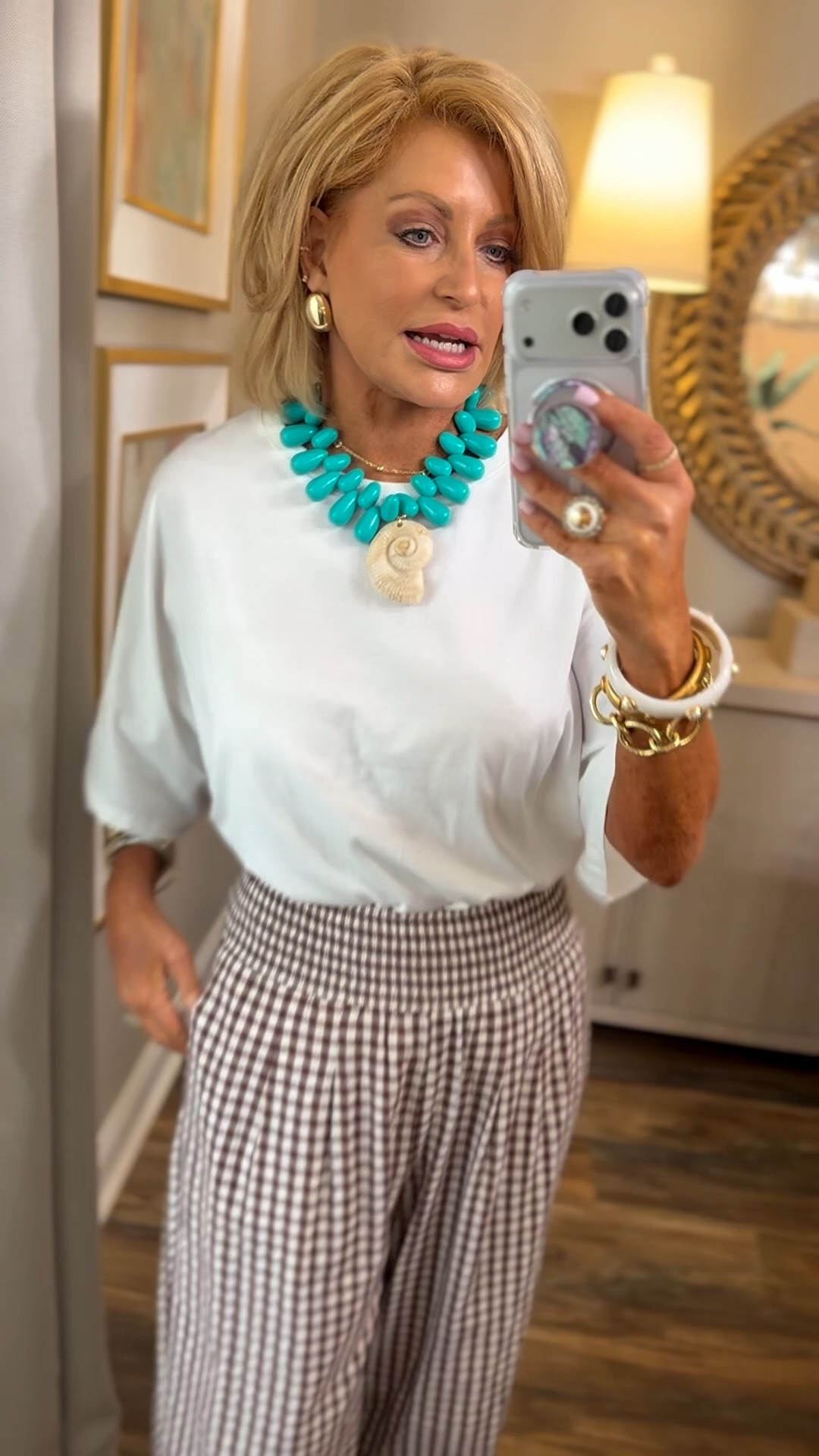 IlFor those of you who have shopped shell jewelry then you know.  I’m thrilled to share this gorgeous find & I will be wearing it all spring & summer. I’m wearing a med in my outfit.  The top does run oversized  

#LTKgrwm #LTKstorytime #LTKOver40